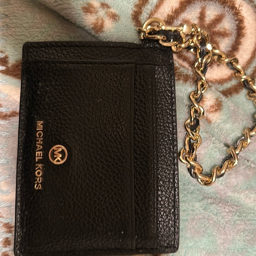 MICHAEL KORS WRISTLET Black for Credit Cards Chain Wristlet.